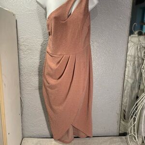 One-Shoulder Pink Sparkling Cocktail Dress